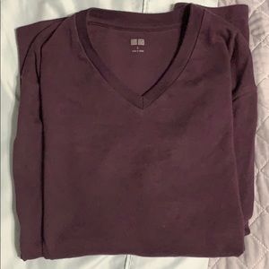 Uniqlo Purple/ Violet V-Neck Long Sleeve Shirt